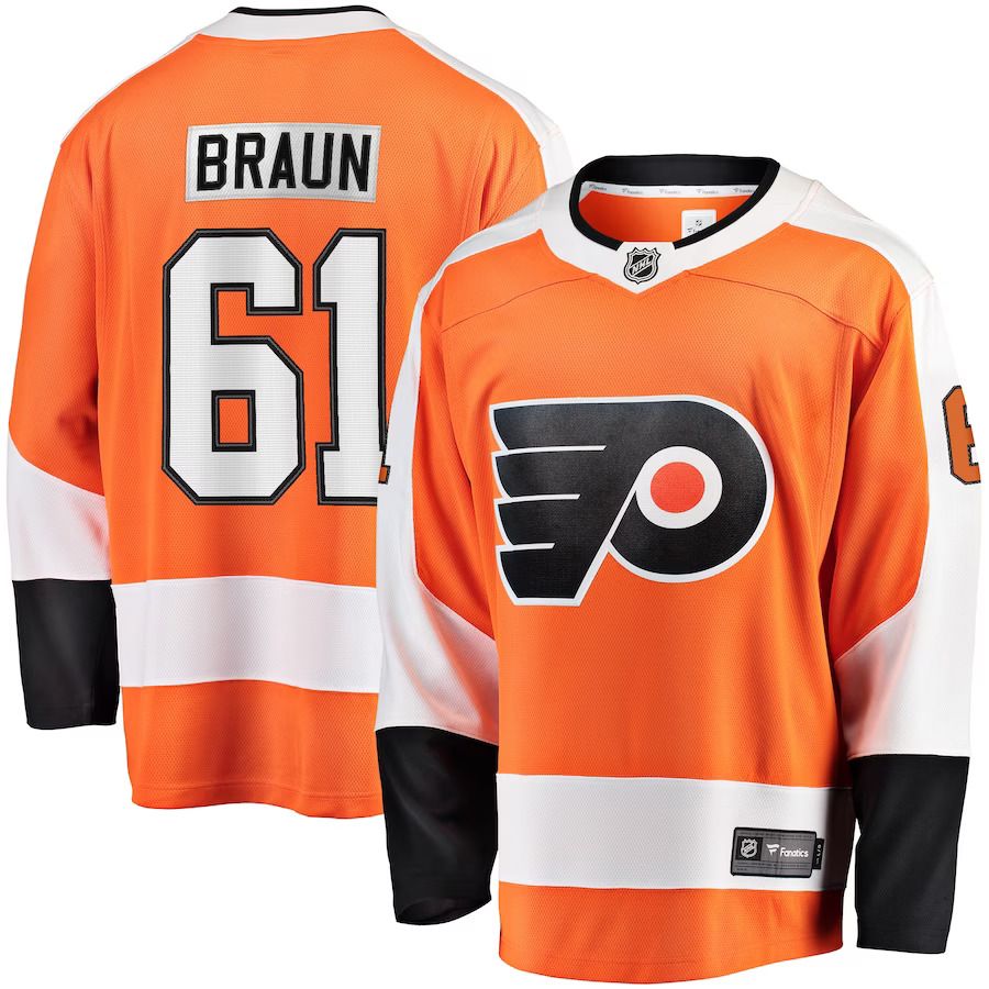 Men Philadelphia Flyers #61 Justin Braun Fanatics Branded Orange Breakaway Player NHL Jersey